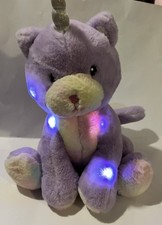 FAO Schwarz Glow Brights Plush Unicorn Stuffed Animal Sound light Purple WORKS