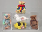 VTG Beanie Babies Garcia Seamore Bubbles Teddy Picadilly (Lot Of 5) 1990's Cases