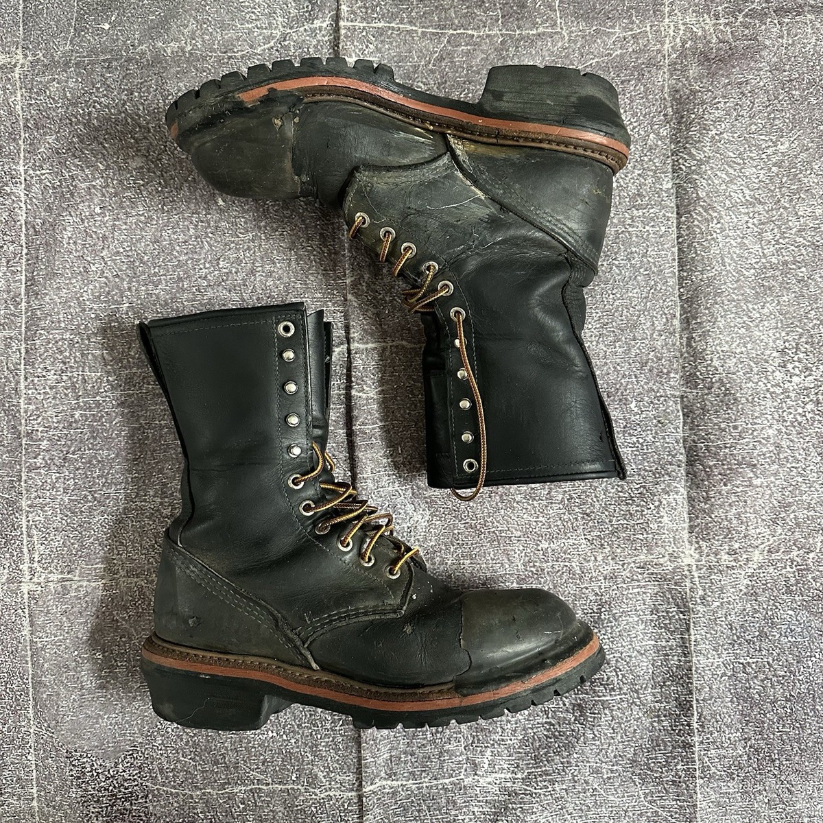 Men's Red Wing 218 Rugged Black Leather Logger Max Fire Fighting