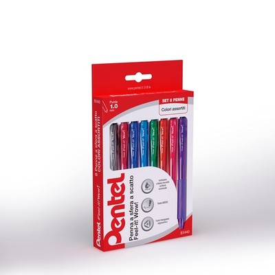 Pentel BX440 Feel-it Wow ballpoint pen 1 mm 8 colors ass.ti