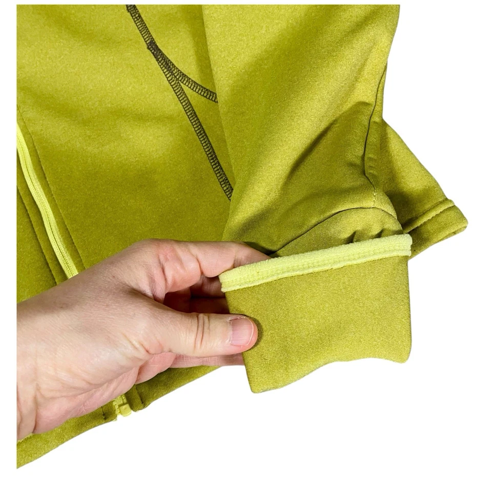 Y2K ATHLETA Verde Lima Vellón Forrado Correr Sudadera Chaqueta Puños Medianos Foto 4 de 4