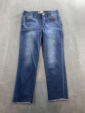 Democracy Jeans Womens 6 Blue Straight Leg Raw Hem Ab Technology Tummy Control