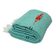 West Path Mexican Thunderbird Blanket Turquoise Teal Woven Falsa Throw 78x52