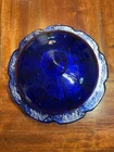 VINTAGE ROUND JEANNETTE Cobalt Blue CHERRY BLOSSOM BUTTER DISH LIDDED