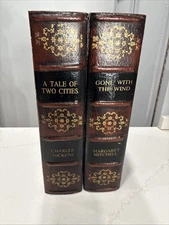 Vintage Wood Faux Leather Book Box Cabinet Trinket Humidor Storage 14” X 7.4’