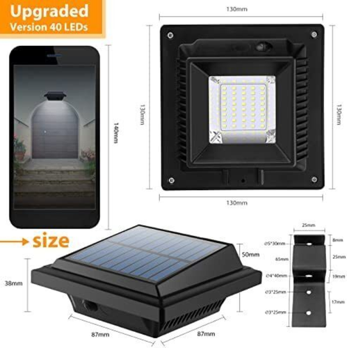 2x Solar Power Fence Security Light for House Outdoor 40LED Solar Garden Gutter - Picture 2 of 10