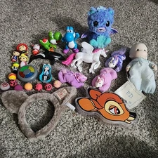 Large Toy Box Junk Drawer Lot Of Misc. Toys Precious Moments Doll Yoshi Hatchima