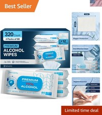 Large Alcohol Wipes 75 Unscented Hand Sanitizing Wipes 320 count 12 travel ...