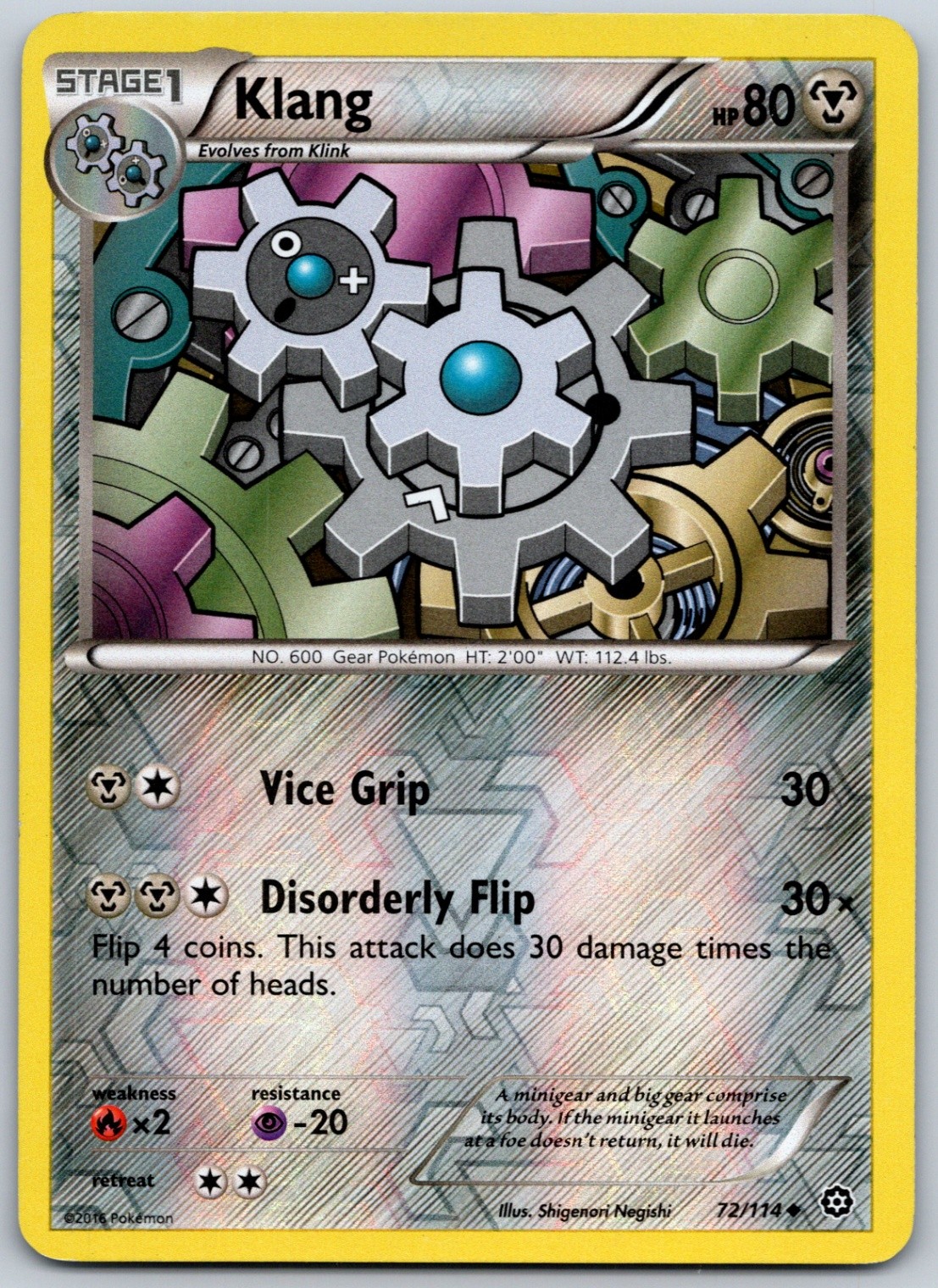 Klang Reverse Holo Uncommon XY - Steam Siege 72/114 NM