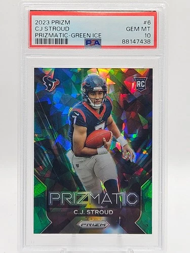2023 Prizm CJ Stroud Prizmatic Green Ice Rookie PSA 10 GEM MINT Texans RC #6