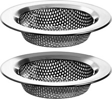 2 Pack - 4.5" Top / 3" Basket - Kitchen Sink Drain Strainer Large Silver