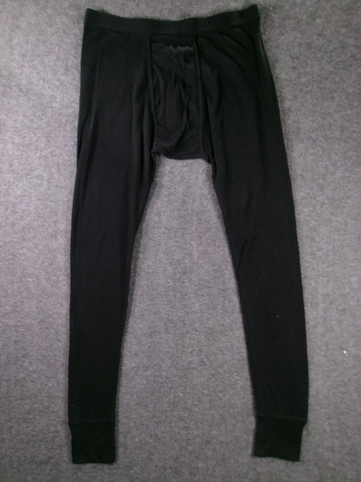ALFANI Pants Mens L Black Thermal Ribbed Long Base Layer Cuffed Long Johns