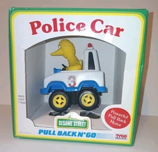1993 Tyco Sesame Street Big Bird Police Car Pull Back N' Go Toy NOS NIB VTG