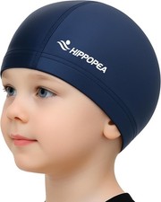 Water Resistant Fabric Swim Cap with PU Coating, Swimming Cap for Men Women Boy