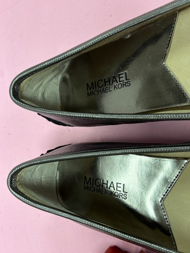 $145-NEW-Michael Kors-women-Gunmetal leather-Flat shoes.Sz-10M. - Picture 16 of 18