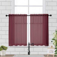 Sheer Curtains 36 Inch Length, Short Voile Sheer Window Curtians for Small Windo