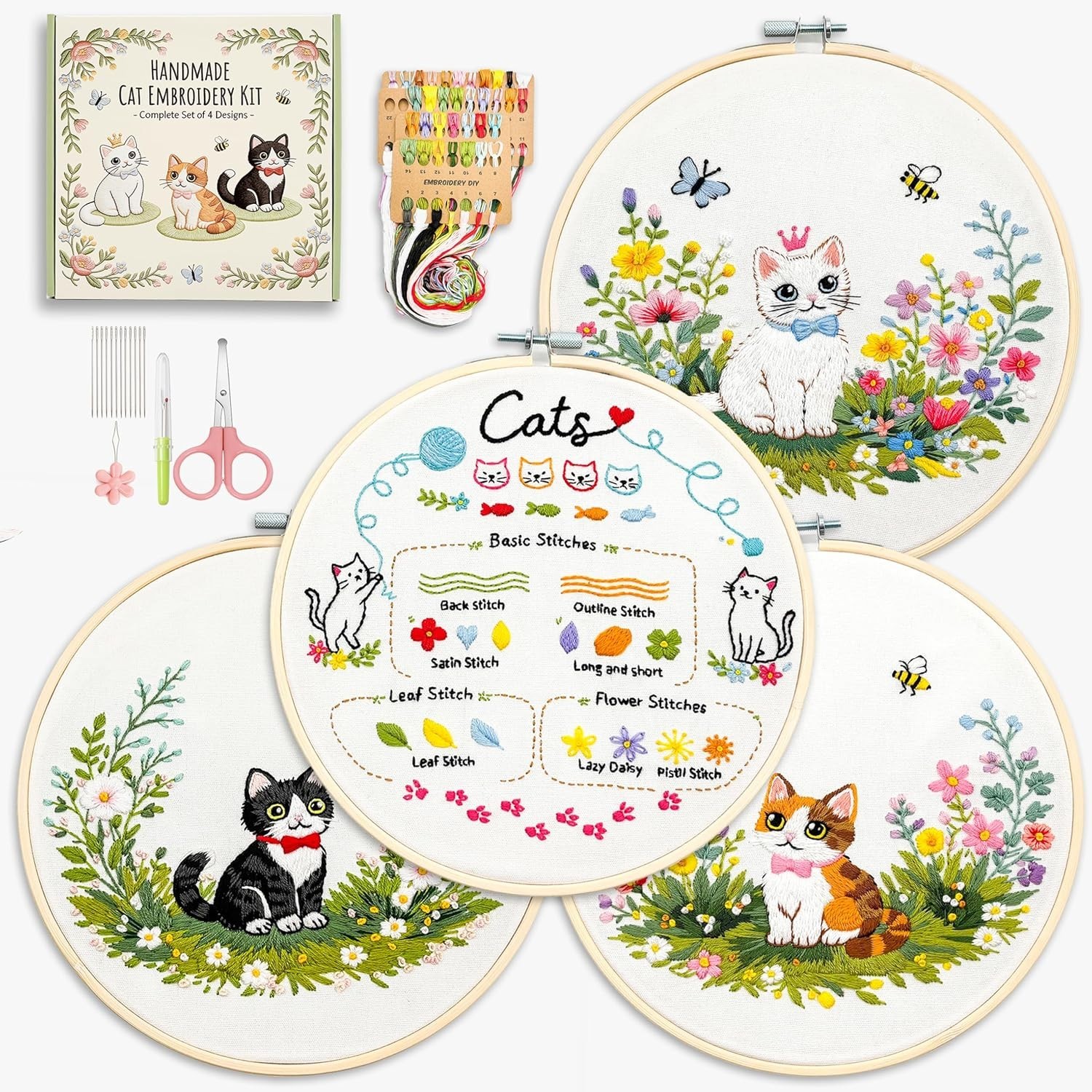 Kit 4 Pack Beginner Stamped Diy Craft Hoops Gift