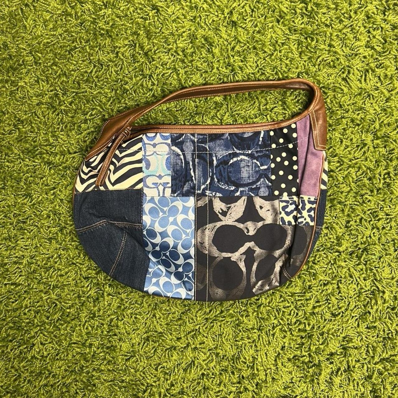 Coach Blue Patchwork Denim Indigo Ergo Hobo Purse Handbag Shoulder Bag image 2