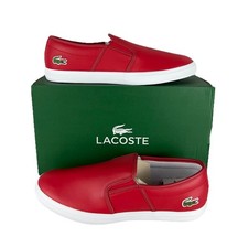 NUEVO Zapatos sin cordones de cuero Lacoste Tatalya Tenis Rojo Blanco Para hombre Talla 9.5