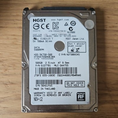 Hitachi 500GB HTS547550A9E384 5400RPM 8MB SATA 2,5'' Laptop HDD Festplatte