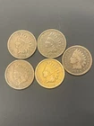 Lot Of 5 Indian Head Cents Pennies Various Years & Conditions Grades You Decide
