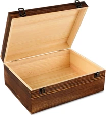 Barydat Extra Large Wooden Box with Hinged Lid Memory Box for Keepsakes Unfin...