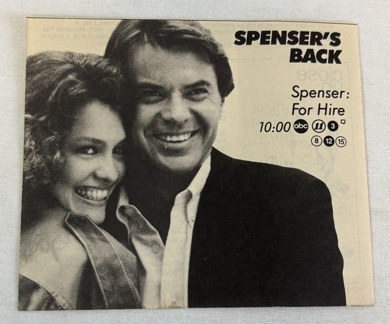 1988 ABC tv ad ~ SPENSER FOR HIRE ~ Spenser's back