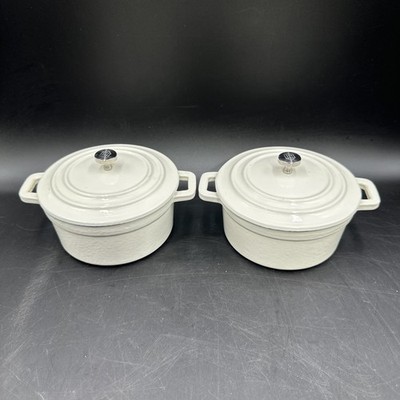 2 Hearth and Hand Enameled  Cast Iron Mini Dutch Ovens 0.5qt