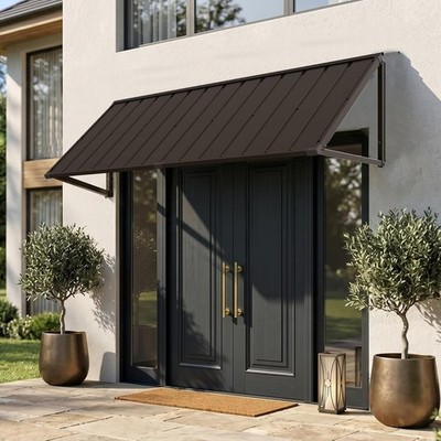 Domi 70''x36'' Metal Awnings for Patio,Door,Window,Entrance,Porch, Balcony,Brown