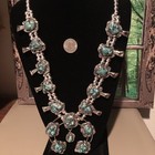 Native Jeweler Genuine ROYSTON Turquoise Nuggets Squash Blossom Necklace — photo 2