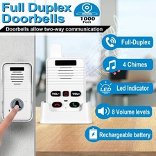 Wireless Doorbell Outdoor Intercom System, Hands-Free Door Bell | Long Range Doo