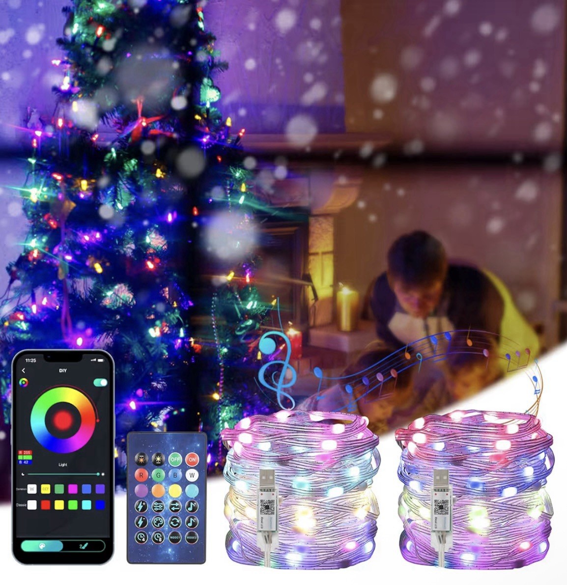 Guirlande lumineuse LED 10m Bluetooth USB pour en finir avec les télécommandes perdues