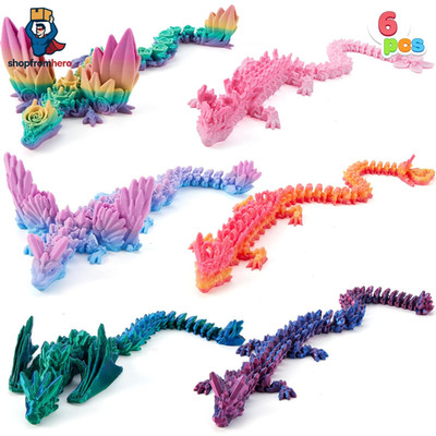 Drache Fidget Spielzeug 6 Stück, 3D Anti Stress Kinder Erwachsene Geschenk Tier