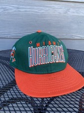 Vintage 90s Miami Hurricanes Snap-Back Hat AJD Script Spell Out USA Made