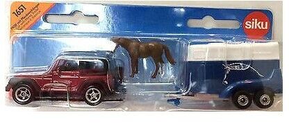 Siku 1651 1:64 Purple Jeep w/Blue & White Horse Trailer & Brown Horse