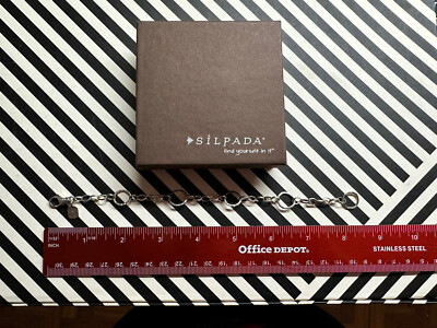 Silpada Sterling Silver Link Textured Charm Bracelet B2469