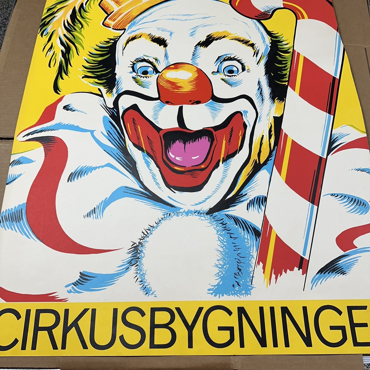 Vintage Original 1960s Large Danish Clown Circus Poster Nordens