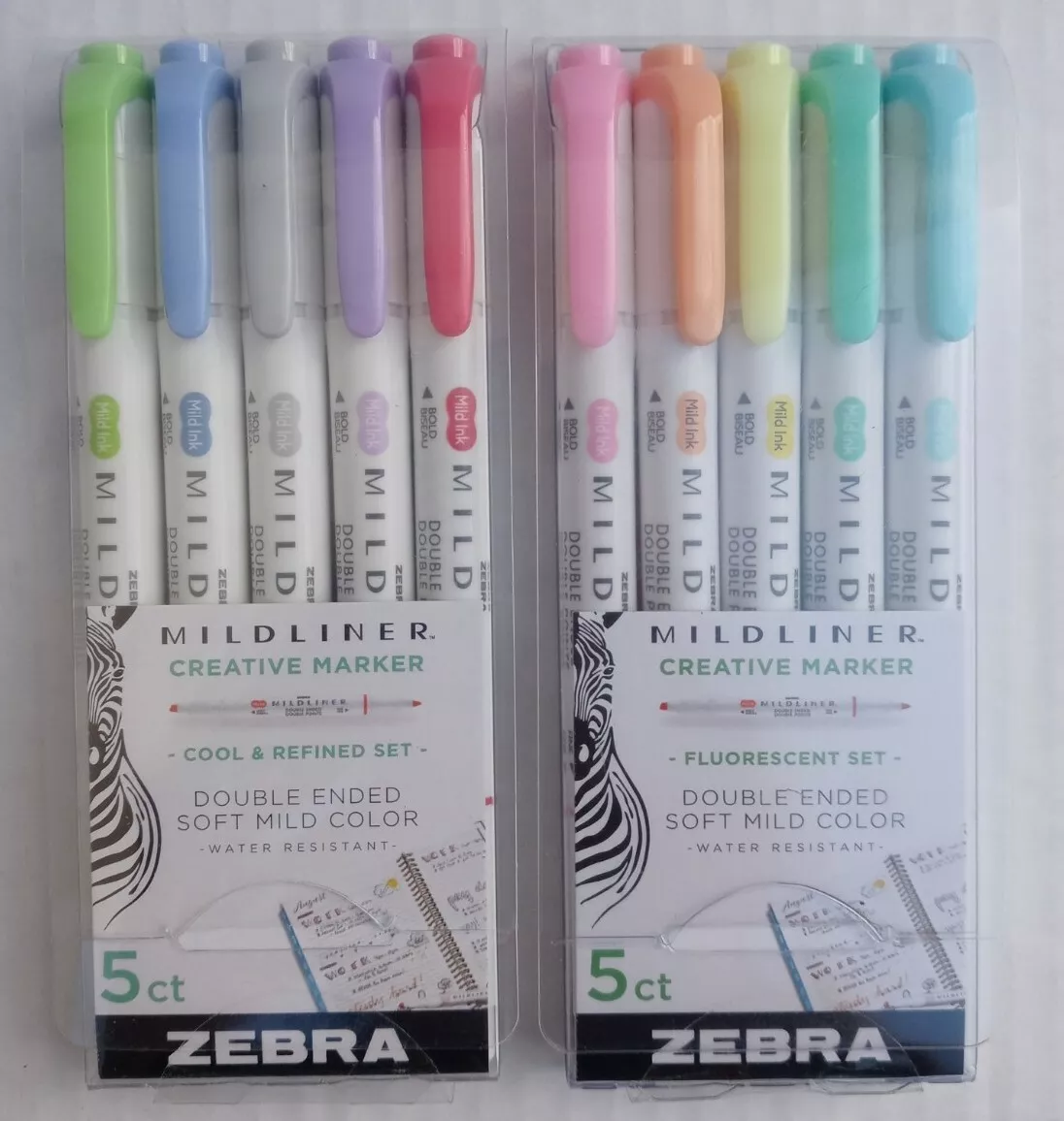 Zebra Mildliner Creative Marker Fluorescent & Cool Refined set (Bundle of  2)