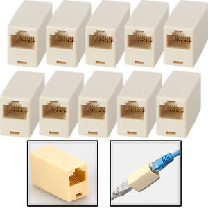 10x Yellow RJ45 8P8C Network Cable Joiner Plug Coupler Connector Adapters