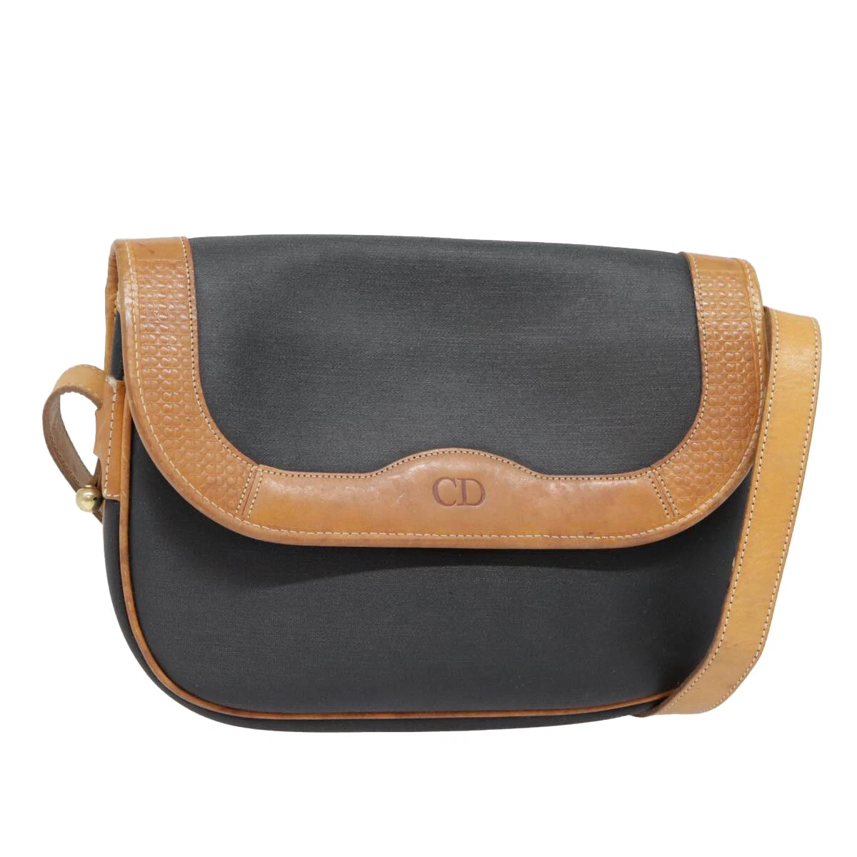 Sac bandoulière Christian Dior PVC noir or authentique fm3859