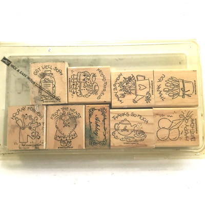 Stampin' Up! Nice and Easy Notes Wood Mount Rubber Stamp Set Birthday Friendship