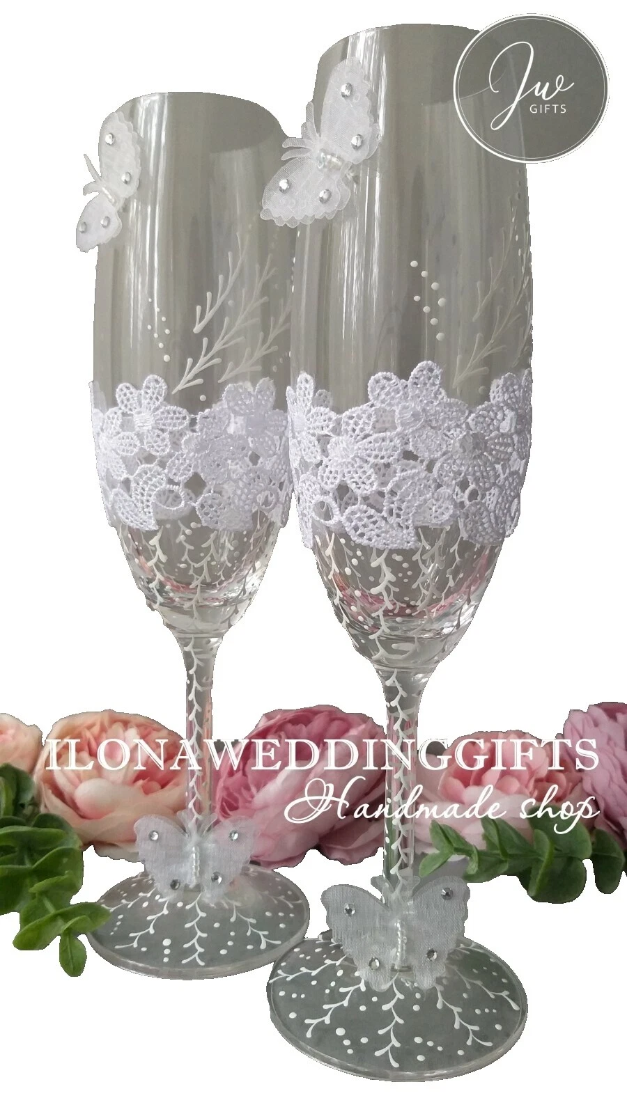 Cristalería de boda blanco Handmade