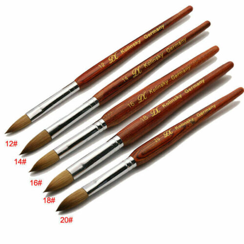 Kolinsky Sable RED WOOD Acrylic Nail Brush Nail Art Set Size 2#+4#+6#+8#+10# - Picture 1 of 27