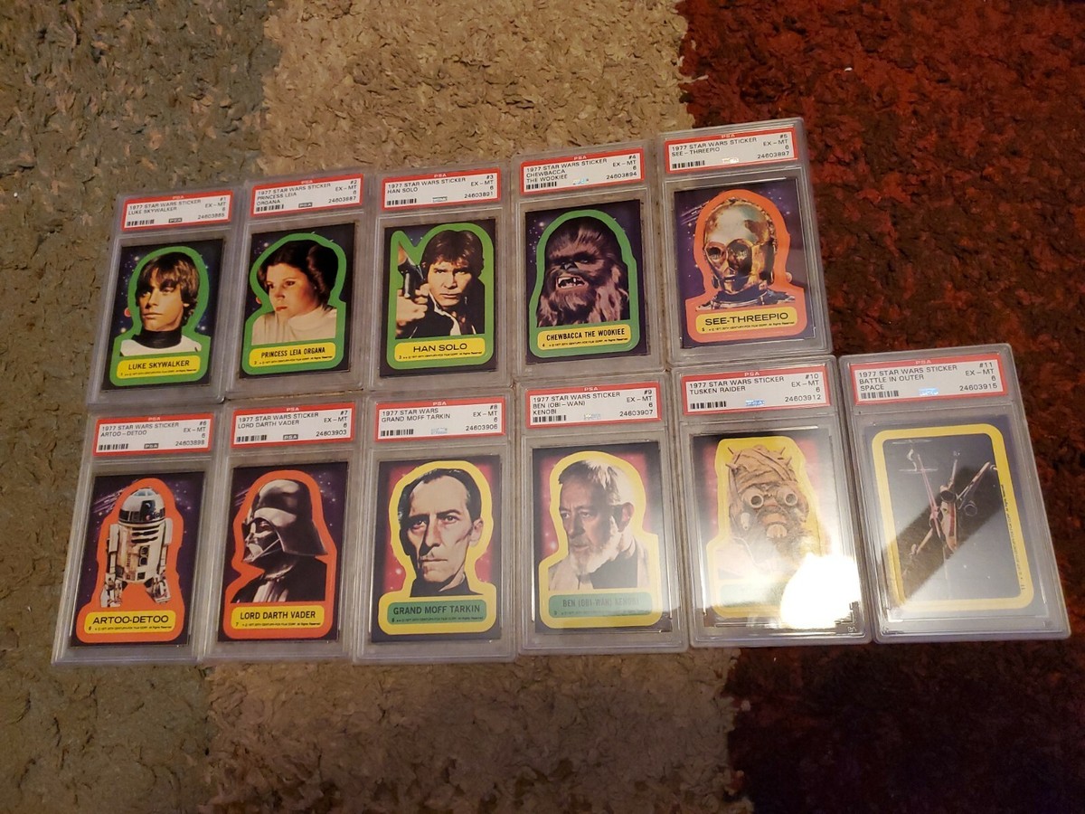 11) 1977 Topps Star Wars Stickers #1 THRU #11 ALL PSA 6 COMPLETE