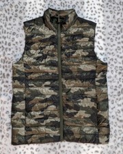 LANDS END Puffer Vest Camo Camouflage Vest L 14-16 EUC p86
