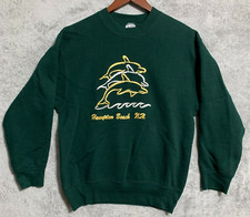 Vintage Fruit of the Loom Made in USA Sweatshirt Hand Painted Dolphins