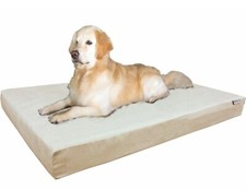 Jumbo Khaki Suede Pet Dog Bed Orthopedic Waterproof Memory Foam 55x47x4 Ex Large