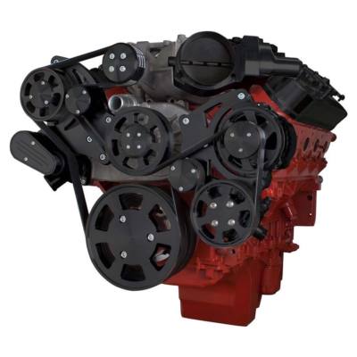 Stealth Black Chevy LSA and LS9 Serpentine Kit - Power Steering & Alternator
