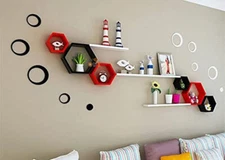 Beautifully Designed Home Decorative Wood Cube Floating Wall Shelf Rack-Set of 6