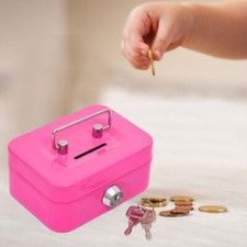 Metal Lockable Cash Box with Key Secure Portable Money Storage Organizer